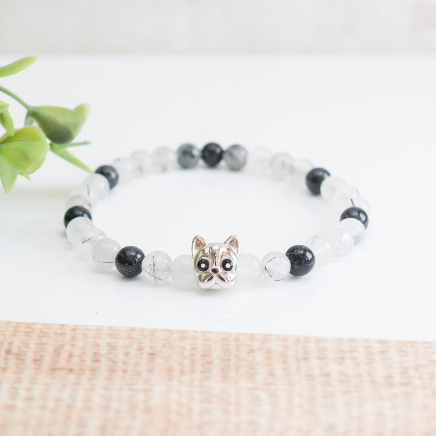 Dog Mom Bracelet, French Bulldog gift bracelet, Healing Crystal Jewelry for Pet Owners, Pet Parent Gift