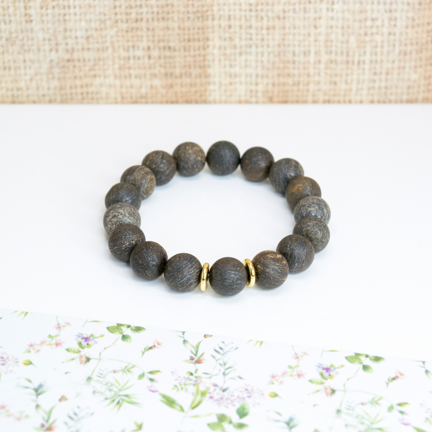 Chunky stone beaded bracelet, Bronzite healing bracelet, Grounding crystal for women, Protection crystal bracelet, Boho autumn jewelry