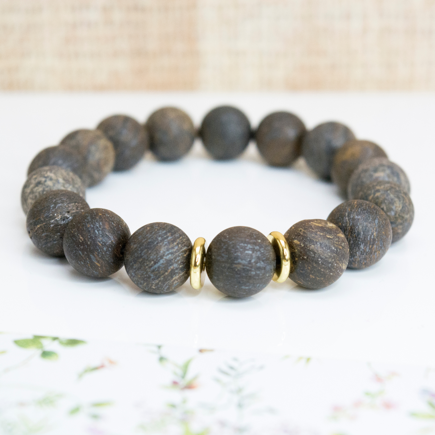 Chunky stone beaded bracelet, Bronzite healing bracelet, Grounding crystal for women, Protection crystal bracelet, Boho autumn jewelry