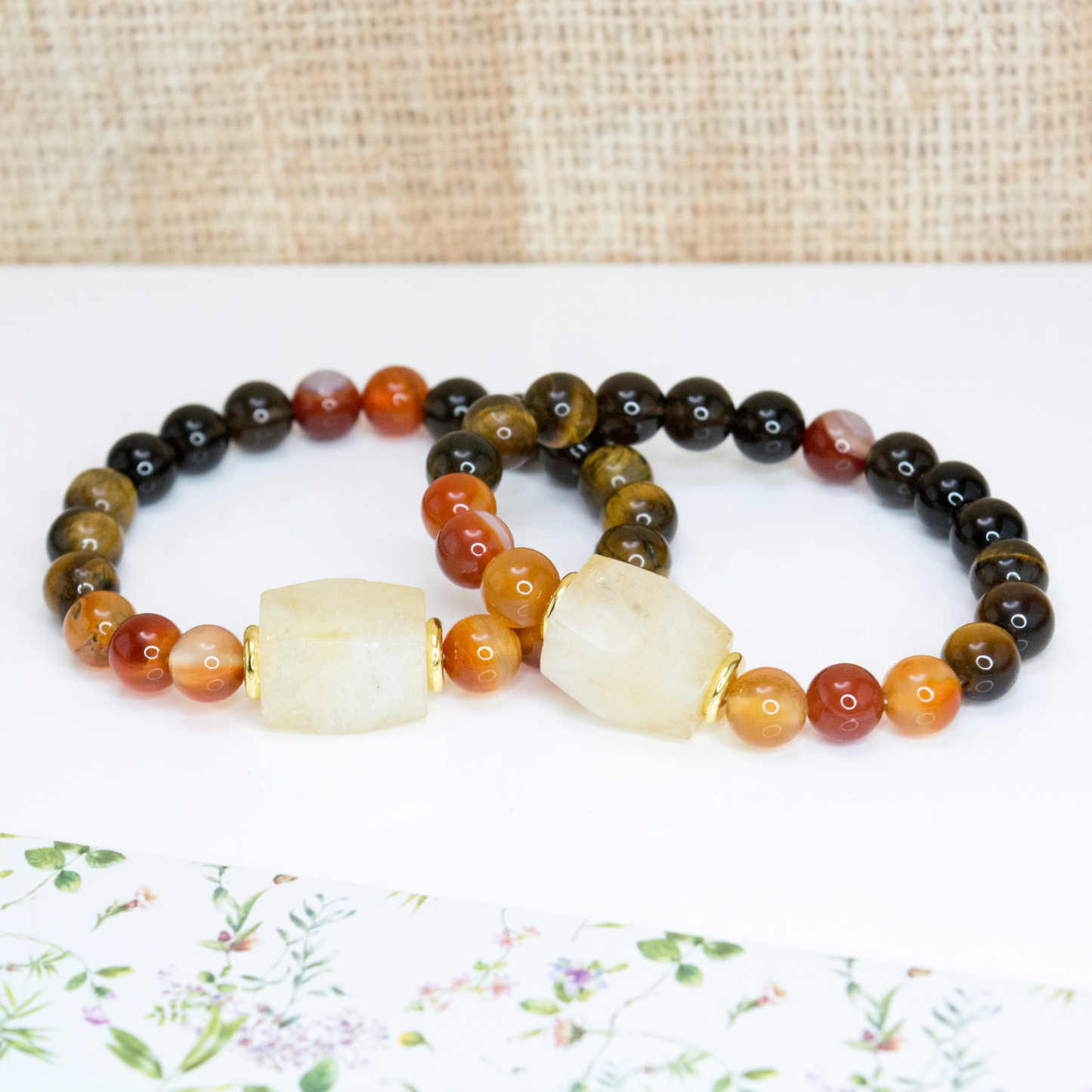Manifesting abundance jewelry, Motivational gemstone strech beaded bracelet, Layering bracelet for autumn, Grounding crystal for women