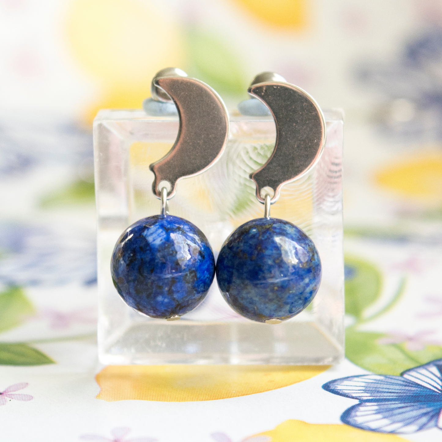 Celestial Lapis lazuli crystal stud earrings
