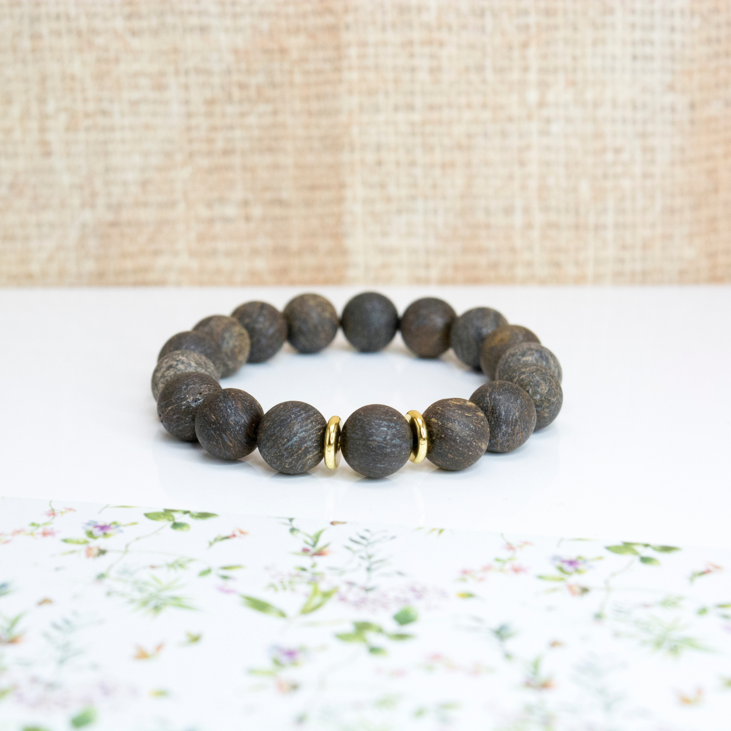 Chunky stone beaded bracelet, Bronzite healing bracelet, Grounding crystal for women, Protection crystal bracelet, Boho autumn jewelry