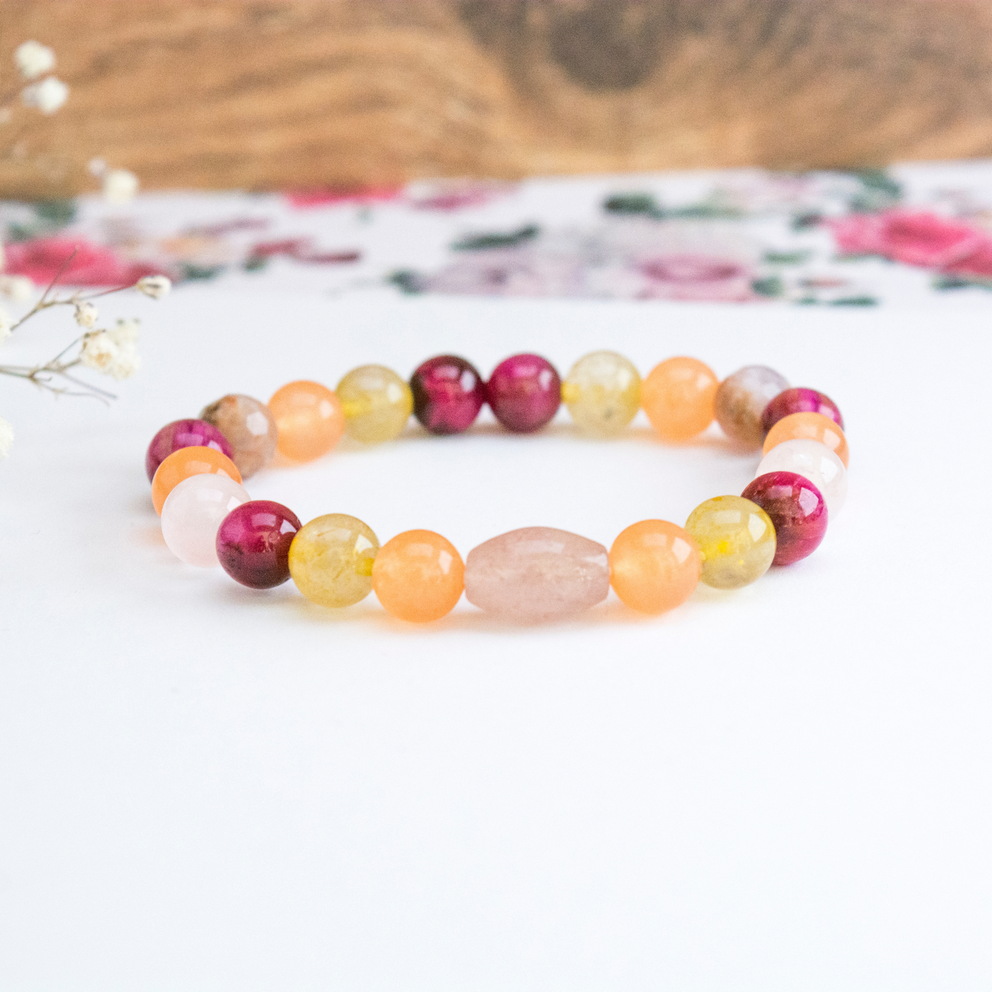 Bohemian Empowering colourful crystal bracelet for Positivity, Joy, Vitality