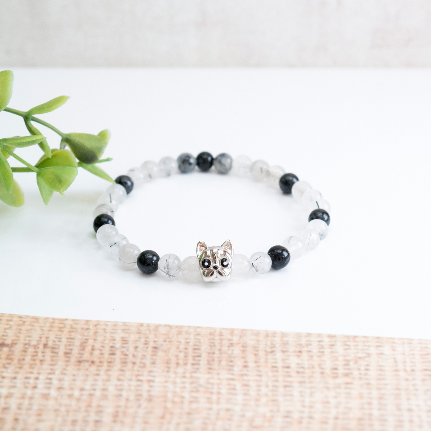 Dog Mom Bracelet, French Bulldog gift bracelet, Healing Crystal Jewelry for Pet Owners, Pet Parent Gift