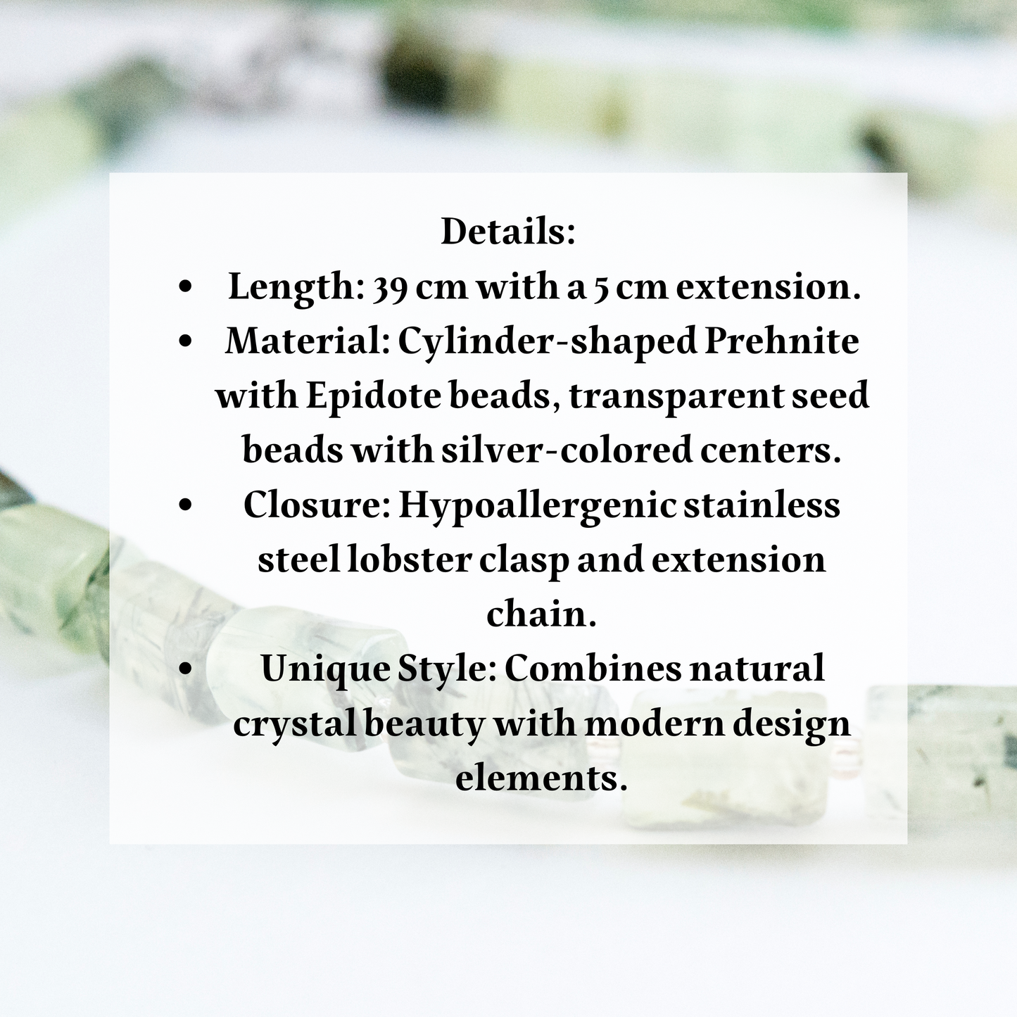 Prehnite epidote crystal Choker
