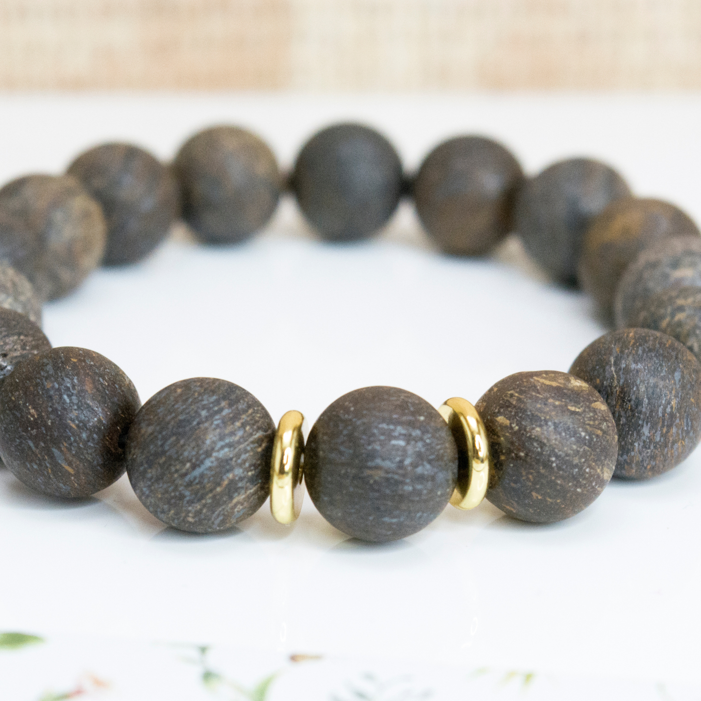 Chunky stone beaded bracelet, Bronzite healing bracelet, Grounding crystal for women, Protection crystal bracelet, Boho autumn jewelry