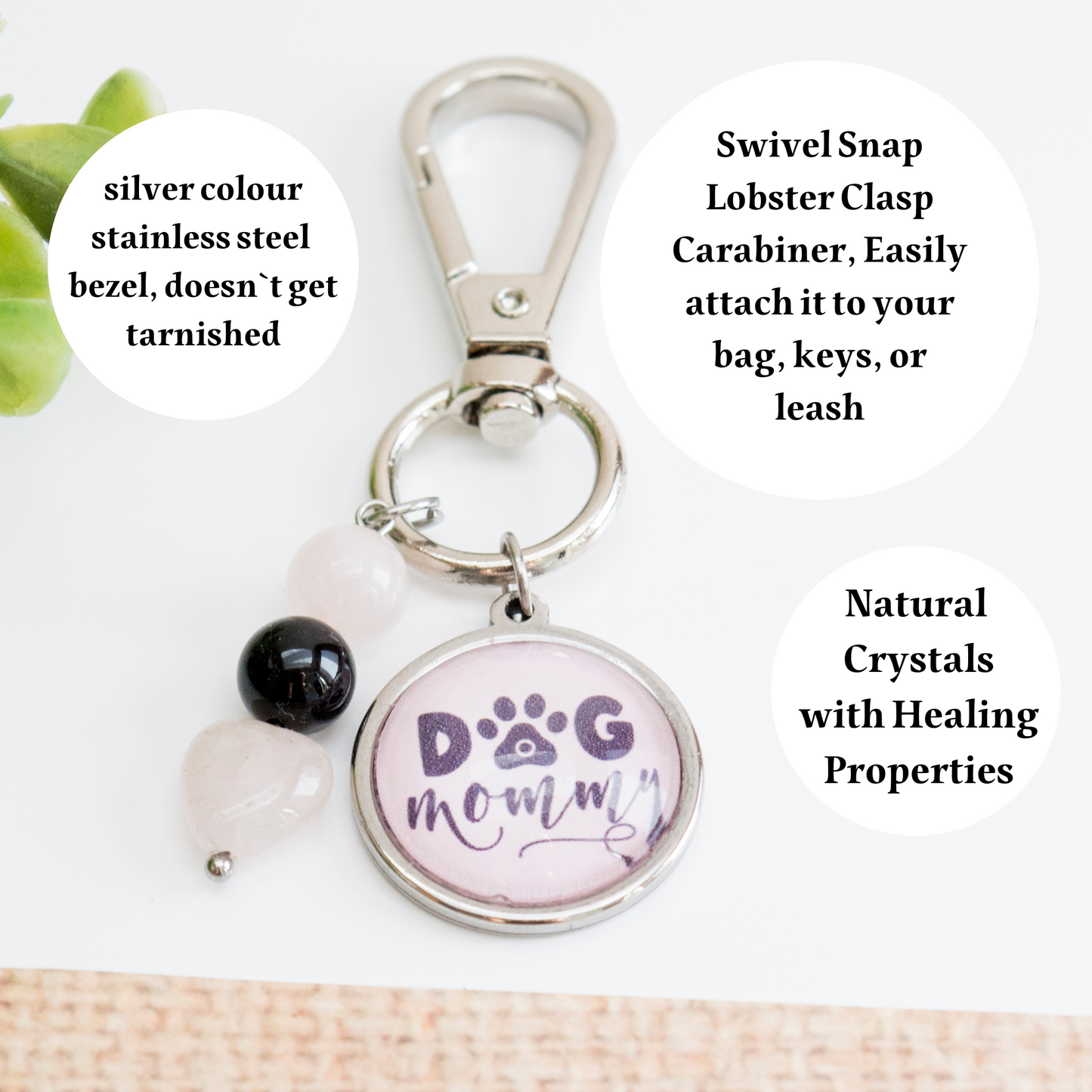 Dog Mommy Bag Charm, Dog leash decoration, Dog owner gift, Keychain for dog mom