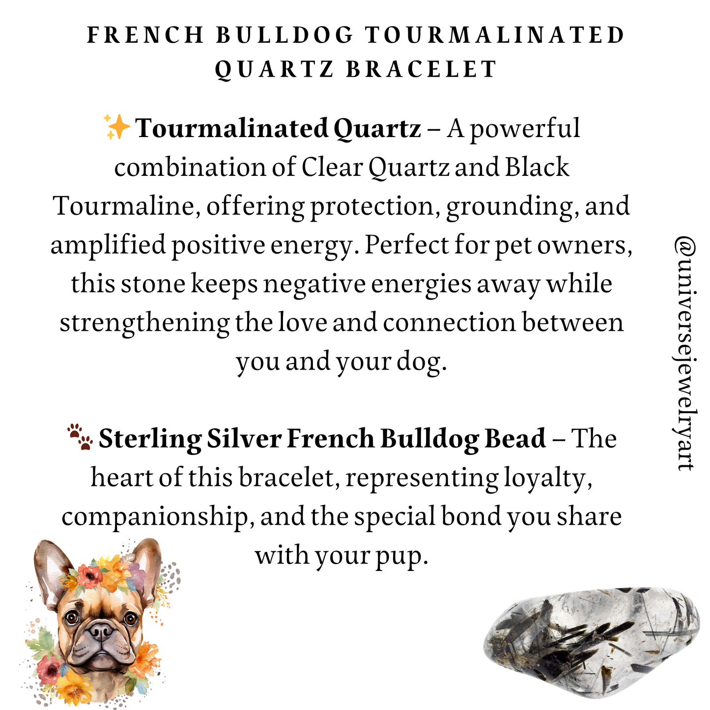 Dog Mom Bracelet, French Bulldog gift bracelet, Healing Crystal Jewelry for Pet Owners, Pet Parent Gift