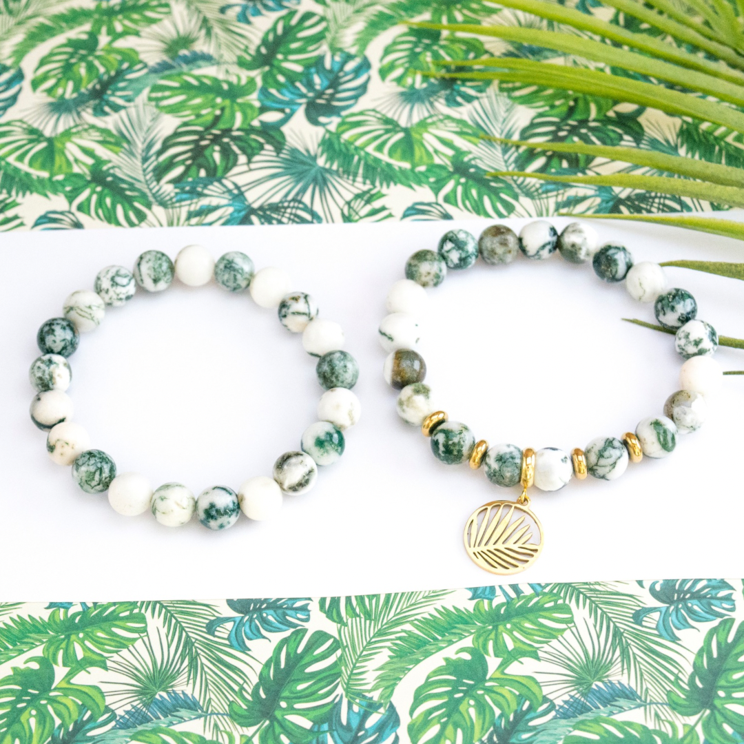 Summer tropical beaded Tree Agate Gemstone strech Bracelet