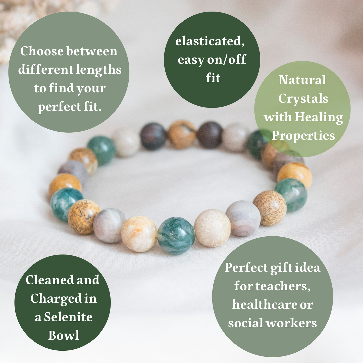 Mother Earth Gemstone Bracelet for Emotional stability, Grounding