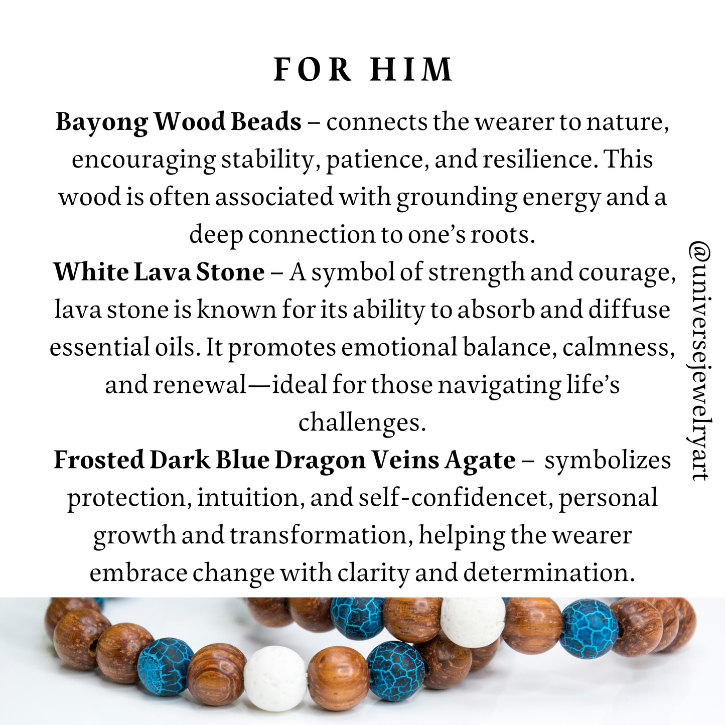Men’s Wooden Bracelet, Lava Stone Bracelet for Men, Spiritual Men’s Jewelry, tylish Men's Accessories