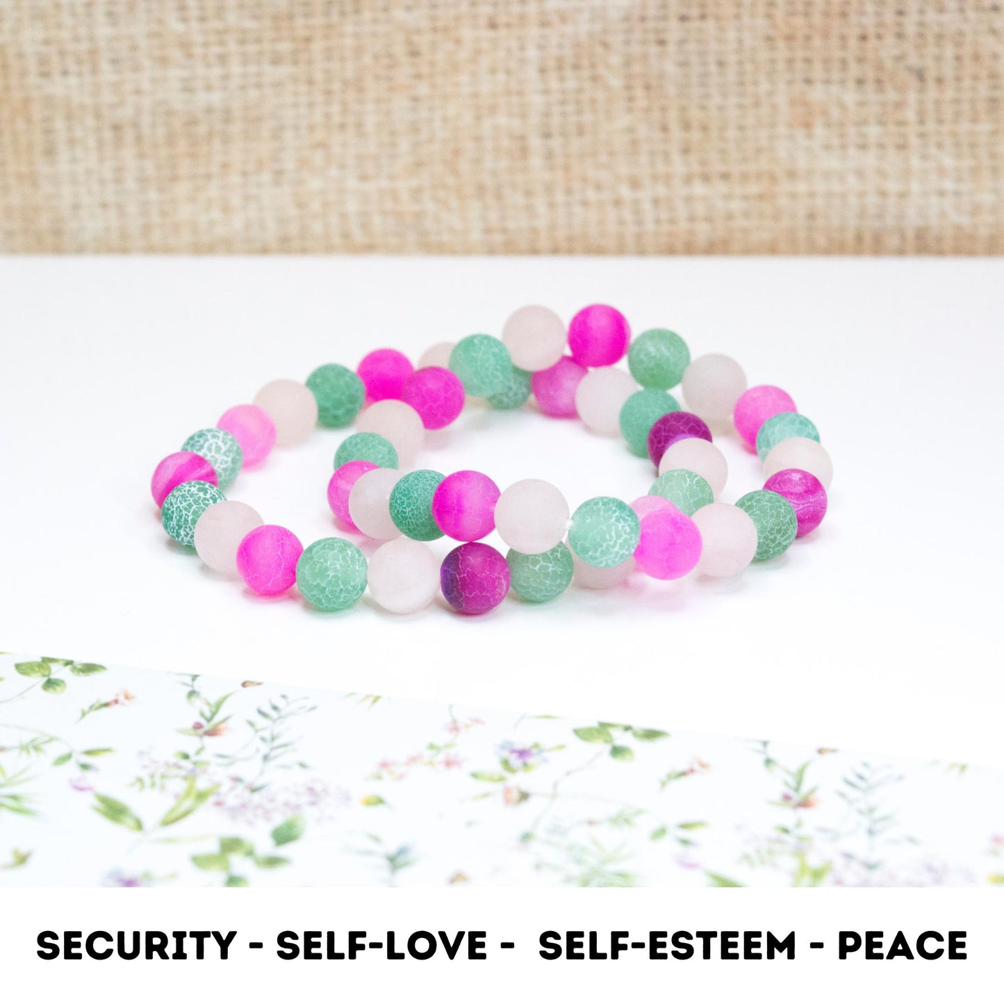 Turquoise & Pink Frosted Agate with Matte Rose Quartz Healing Bracelet for Emotional Balance Self-Love Self Esteem, Gift for girls, teens