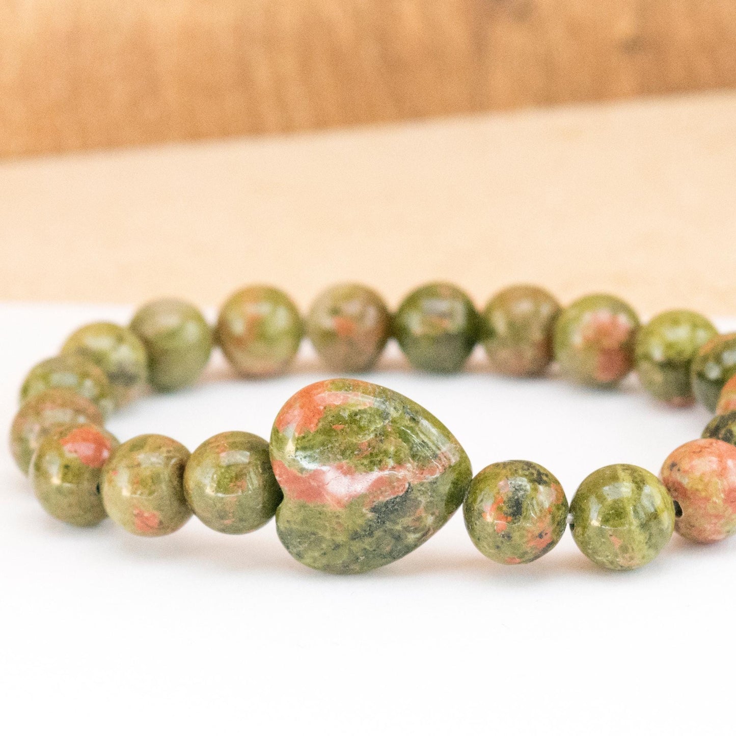 Pregnancy support Unakite gemstone bracelet, Spiritual Healing beaded strech bracelet, Gift for pregnant woman, Post trauma relasing crystal