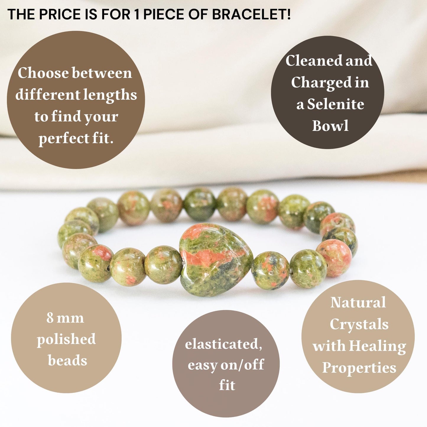 Pregnancy support Unakite gemstone bracelet, Spiritual Healing beaded strech bracelet, Gift for pregnant woman, Post trauma relasing crystal