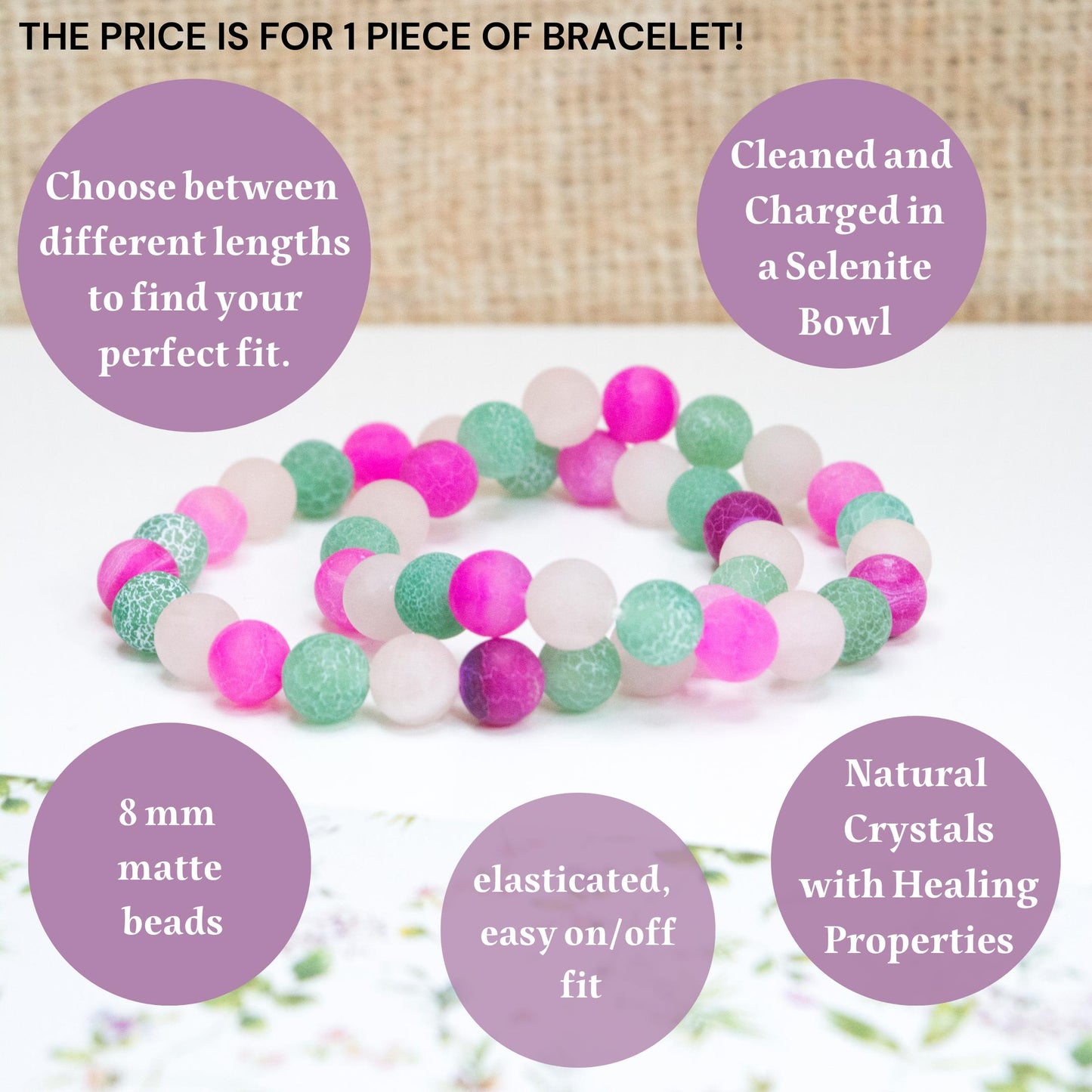 Turquoise & Pink Frosted Agate with Matte Rose Quartz Healing Bracelet for Emotional Balance Self-Love Self Esteem, Gift for girls, teens