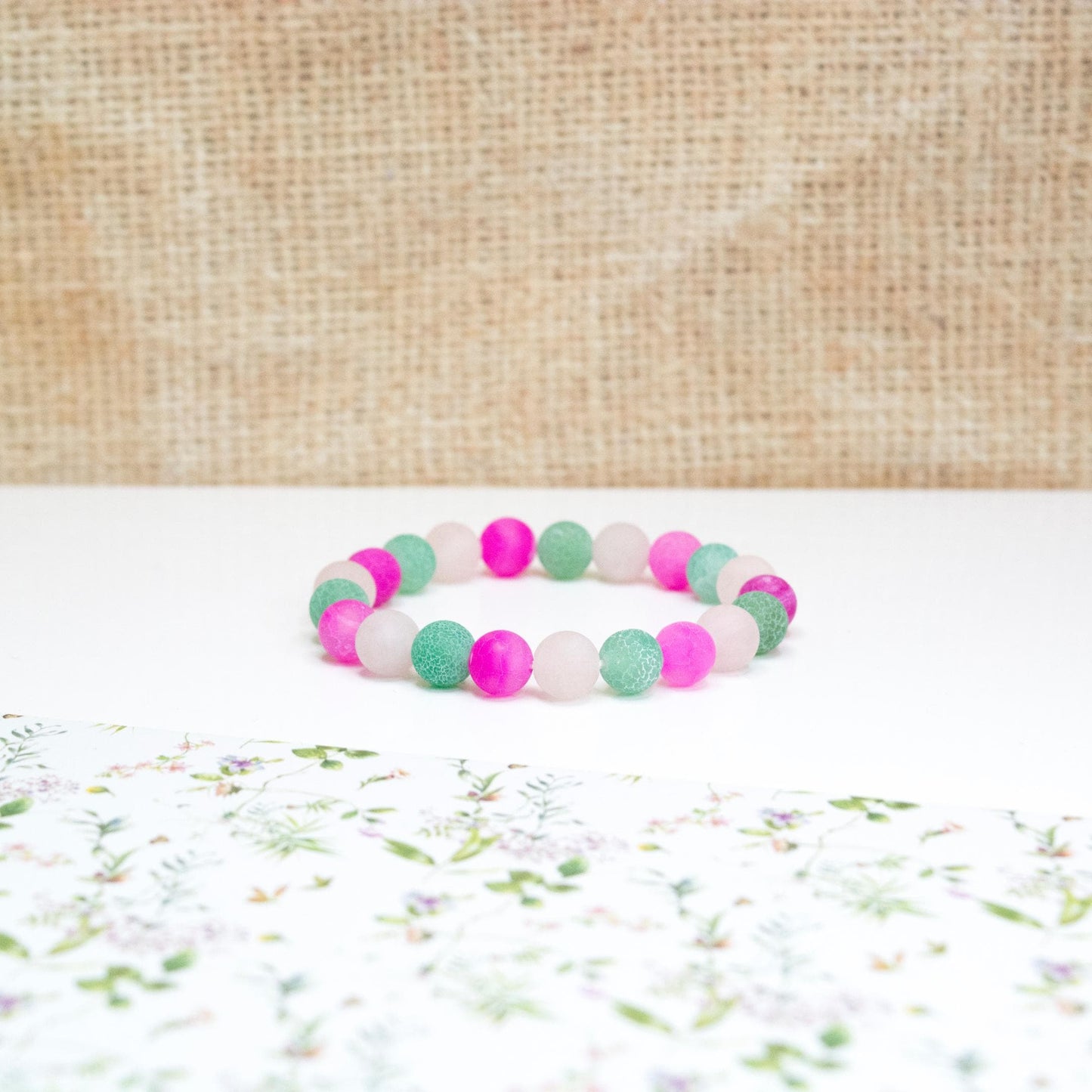 Turquoise & Pink Frosted Agate with Matte Rose Quartz Healing Bracelet for Emotional Balance Self-Love Self Esteem, Gift for girls, teens