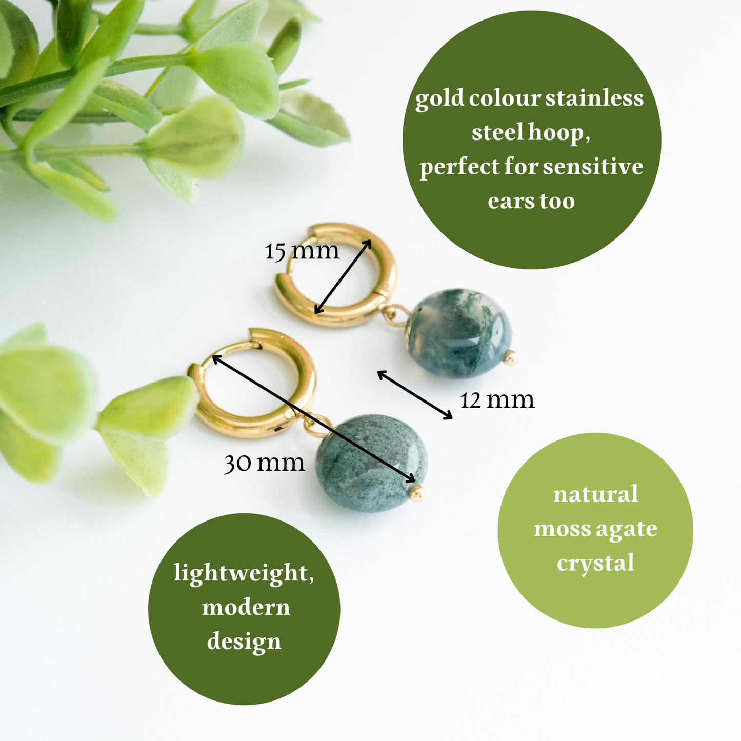 Moss Agate Hoop Earrings