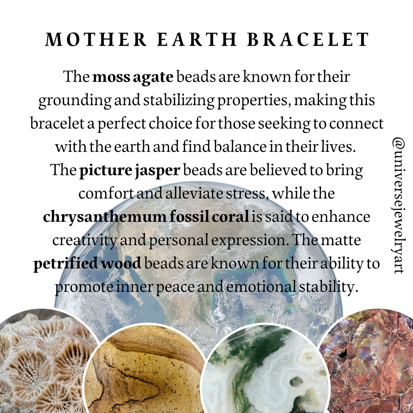 Mother Earth Gemstone Bracelet for Emotional stability, Grounding