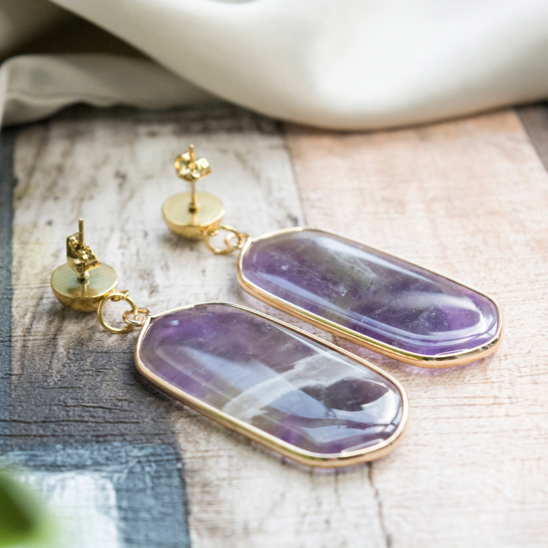 Amethyst statement bohemian earrings