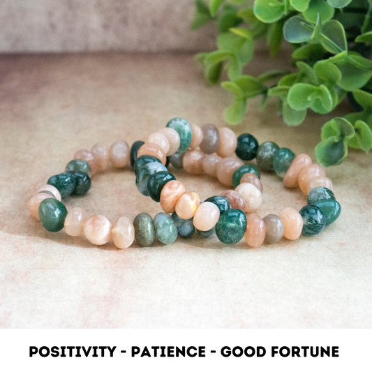 Positivity crystal bracelet from Sunstone and Moss agate