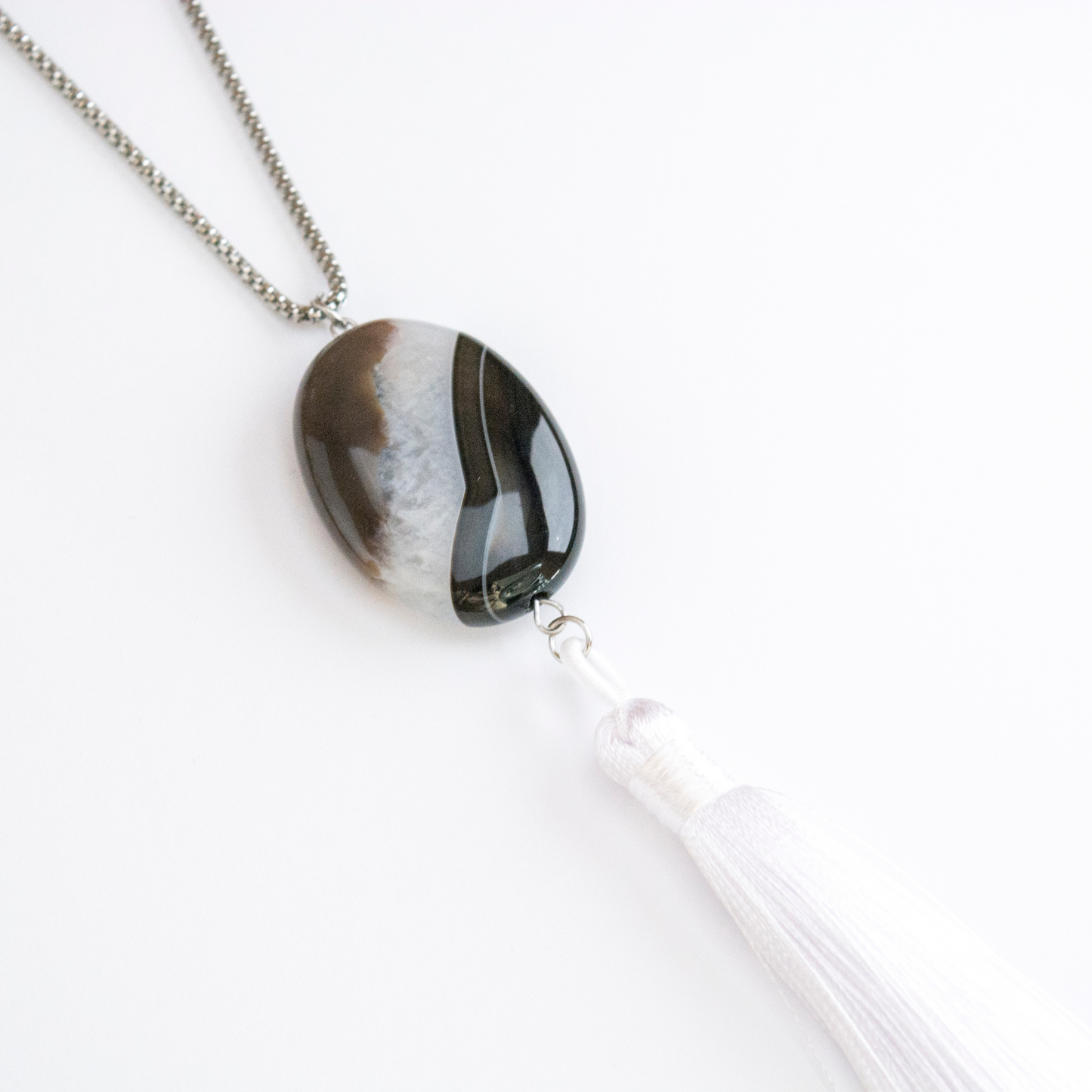 Unique Bohemian Black Agate Crystal Necklace