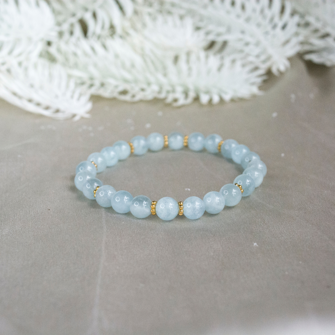 Aquamarine Crystal Stack bracelet for Clarity Focus Calmness