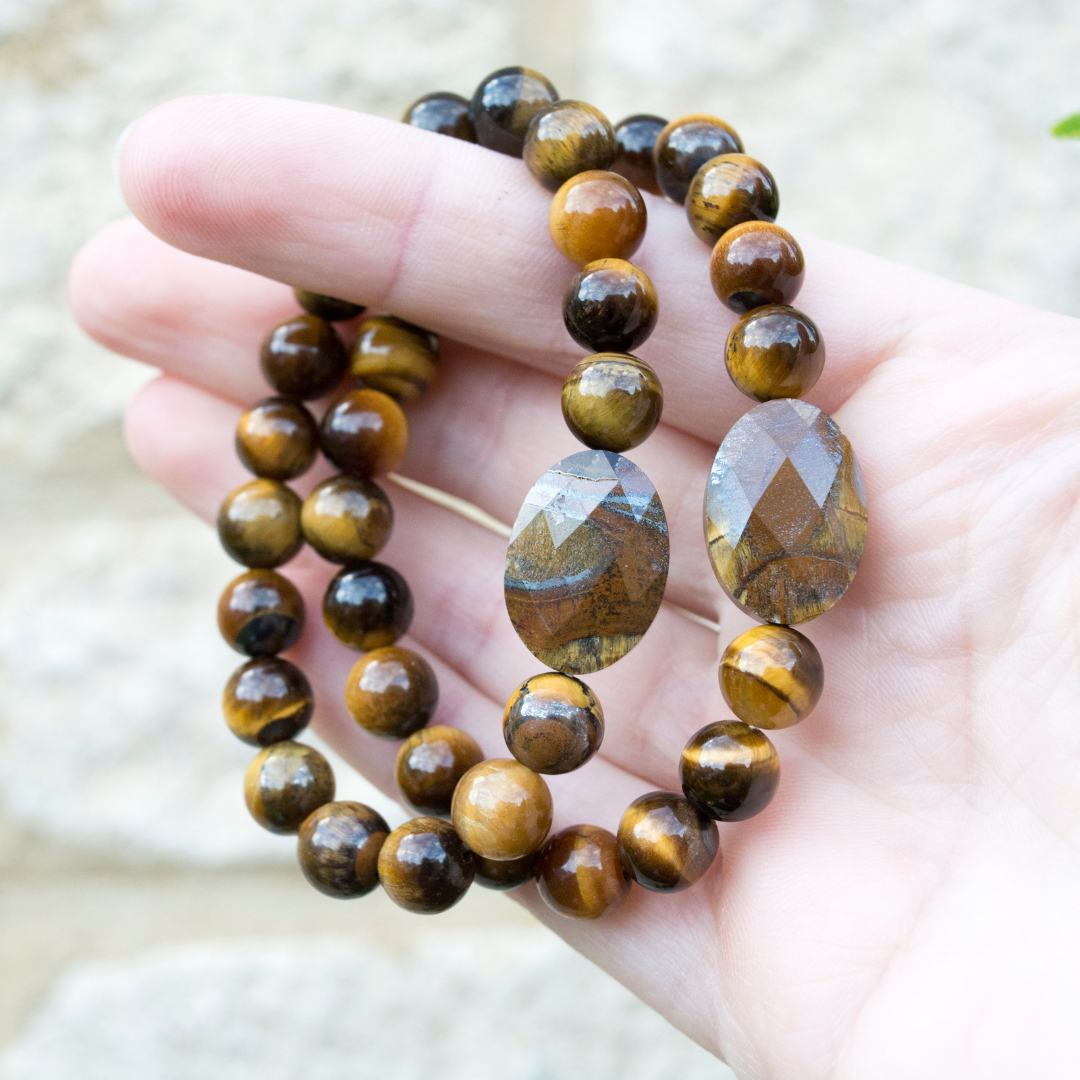 Tiger's Eye Bracelet for Confidence-Boosting Inner Strength Grounding