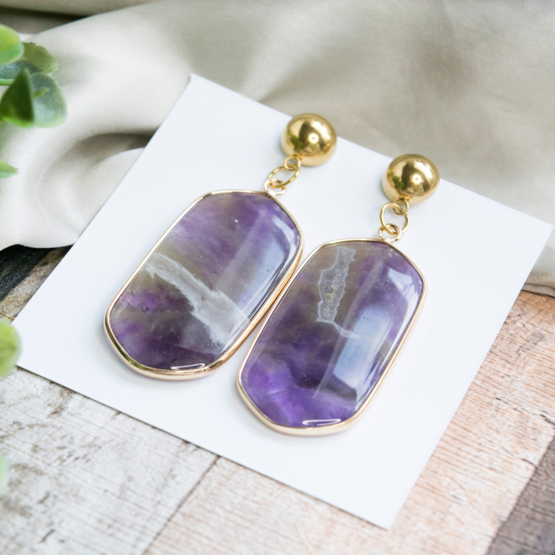 Amethyst statement bohemian earrings