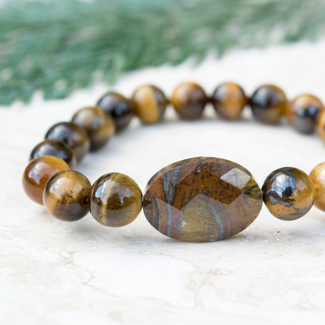 Tiger's Eye Bracelet for Confidence-Boosting Inner Strength Grounding