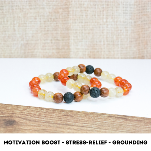 Motivation and vitality beaded strech bracelet, Self-confidence Stress-relief jewelry for womans, Autumn crystal bracelet