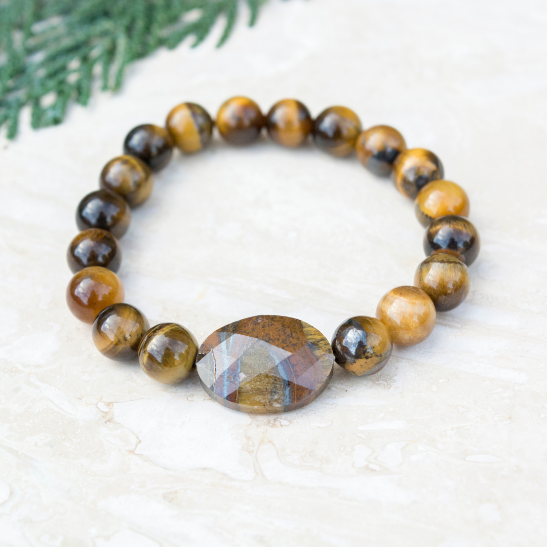 Tiger's Eye Bracelet for Confidence-Boosting Inner Strength Grounding