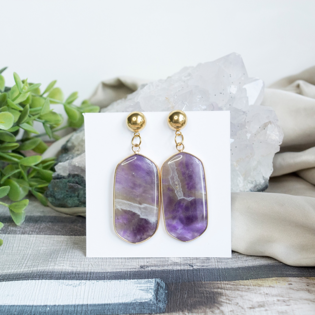 Amethyst statement bohemian earrings