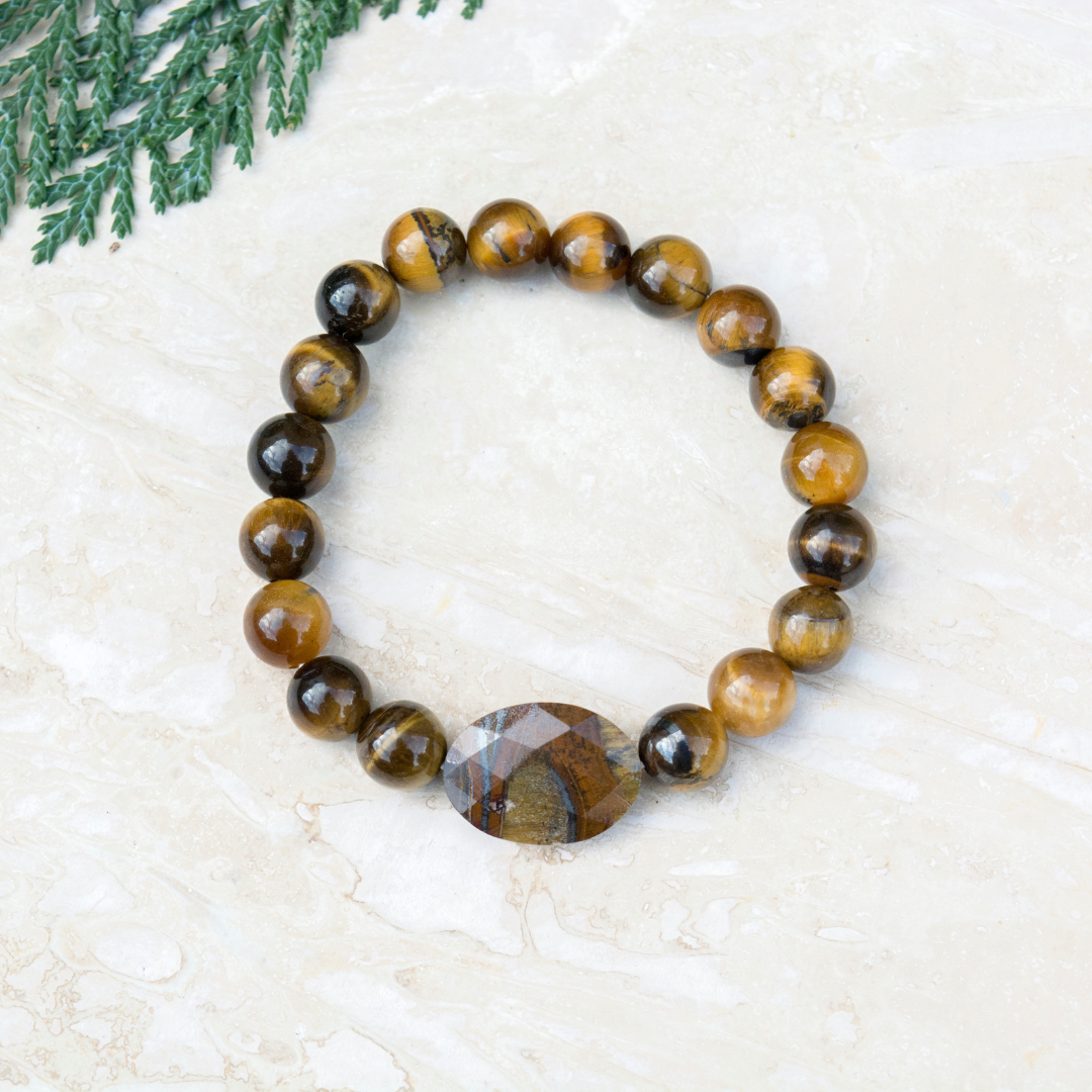 Tiger's Eye Bracelet for Confidence-Boosting Inner Strength Grounding