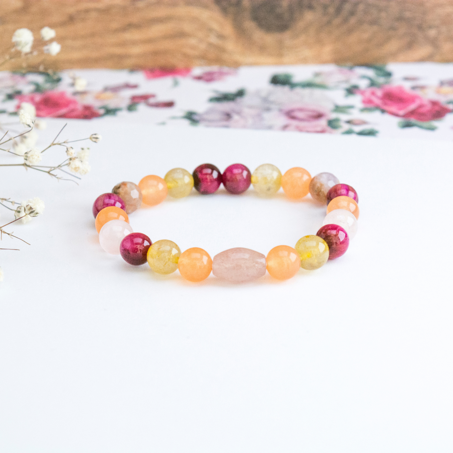 Bohemian Empowering colourful crystal bracelet for Positivity, Joy, Vitality