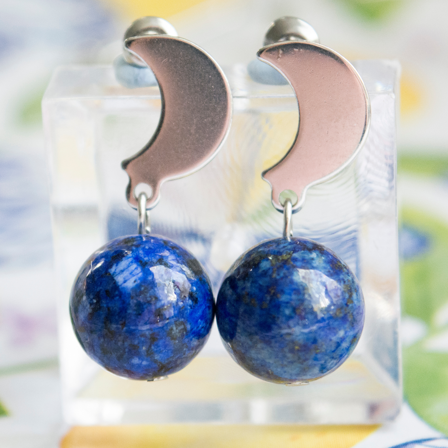 Celestial Lapis lazuli crystal stud earrings