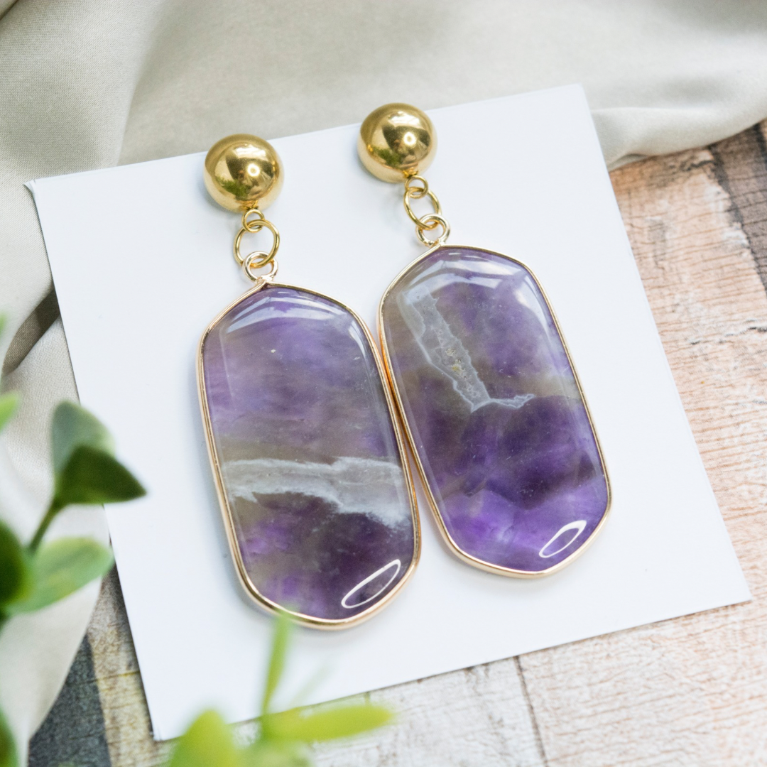 Amethyst statement bohemian earrings