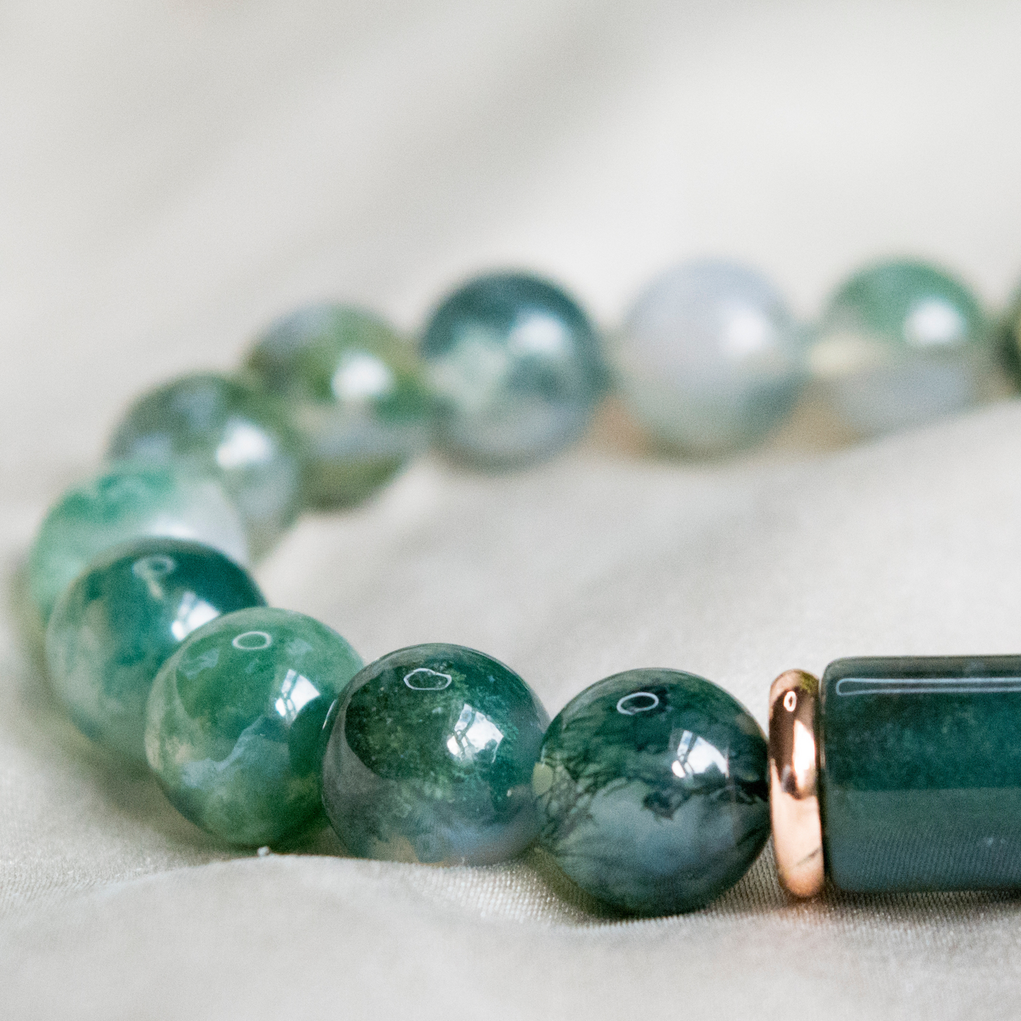 Anxiety relief Moss Agate Beaded Crystal Bracelet