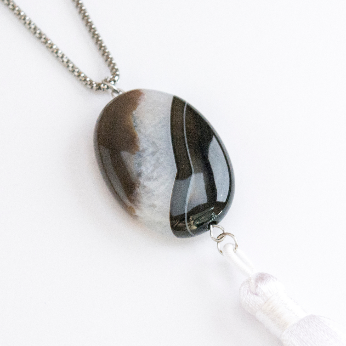 Unique Bohemian Black Agate Crystal Necklace