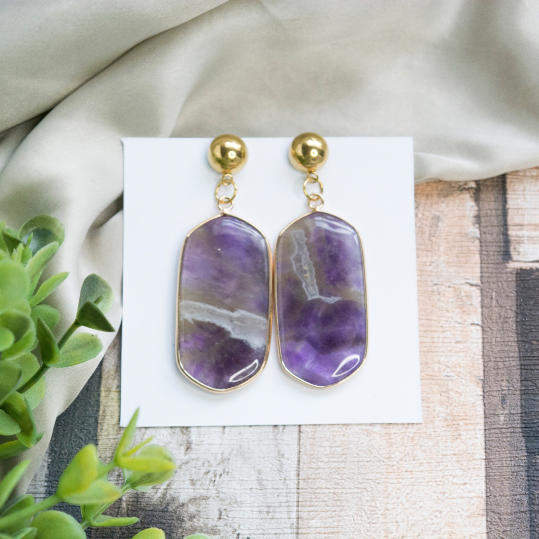 Amethyst statement bohemian earrings