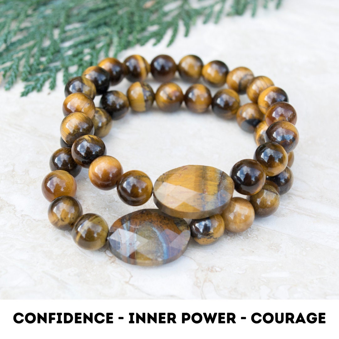 Tiger's Eye Bracelet for Confidence-Boosting Inner Strength Grounding