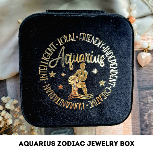 Aquarius Zodiac Sign Jewellery Box, Celestial Birthday Gift