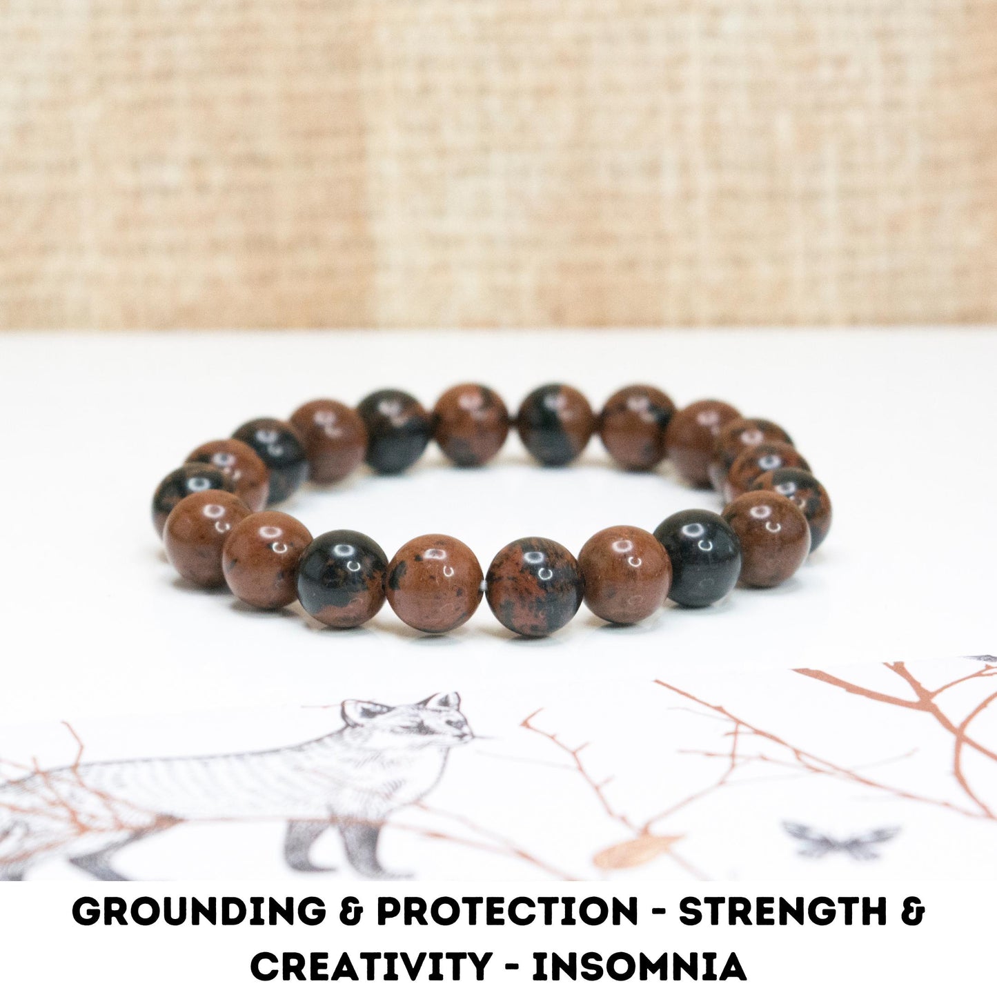 Insomnia treating Mahogany Obsidian crystal bracelet, Grounding and protection healing jewelry, Gift for creative people writers painters