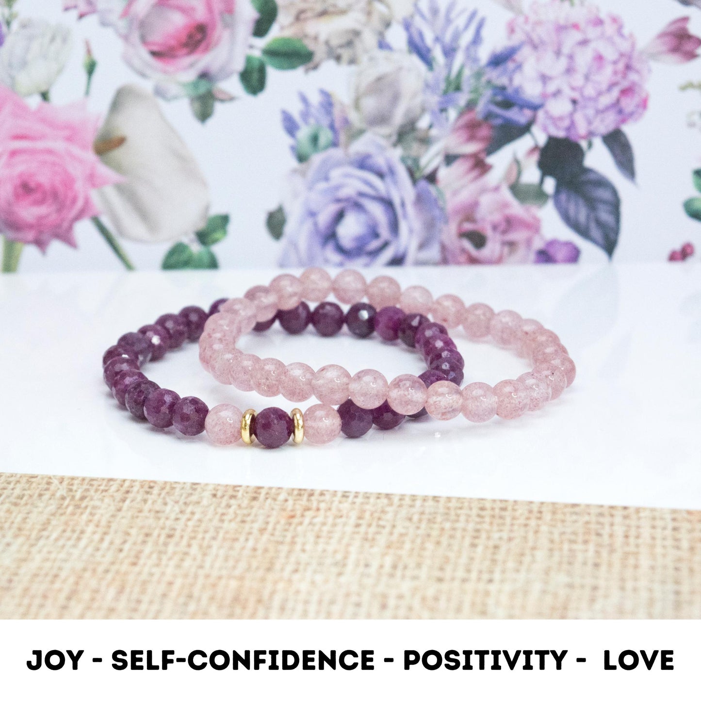 Optimism joy Stack bracelet, Crystal bracelet for attracting love and passion, Confidence boostig Crystal Jewelry for her, Spiritual gift