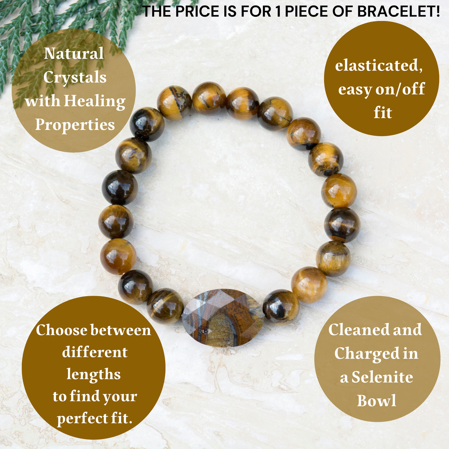 Tiger's Eye Bracelet for Confidence-Boosting Inner Strength Grounding